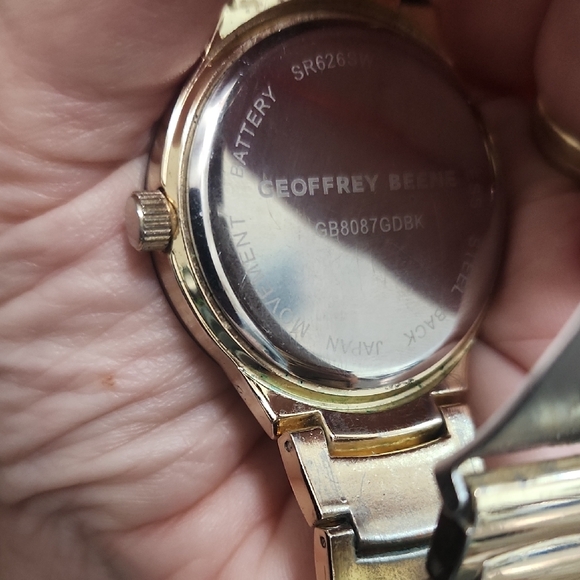 Geoffrey Beene Black Dial Gold Band Watch - Picture 2 of 6